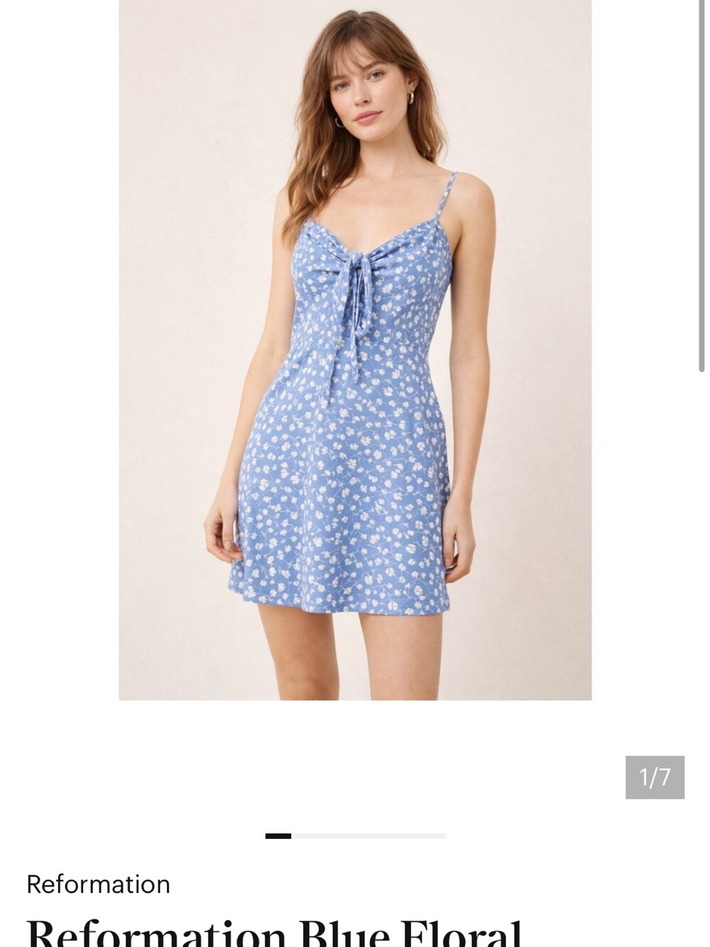 Reformation Powder Blue Floral Tie-Front Dress